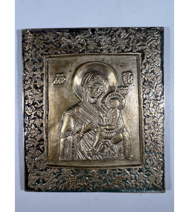 Ikona, plaketė Tichvino Dievo Motina, antikvarinė, stačiatikių, krikščionių ortodoksų, pravoslavų bronzinė. Kaina 128 Ikona, plaketė Tichvino Dievo Motina, antikvarinė, stačiatikių, krikščionių ortodoksų, pravoslavų bronzinė. Kaina 128