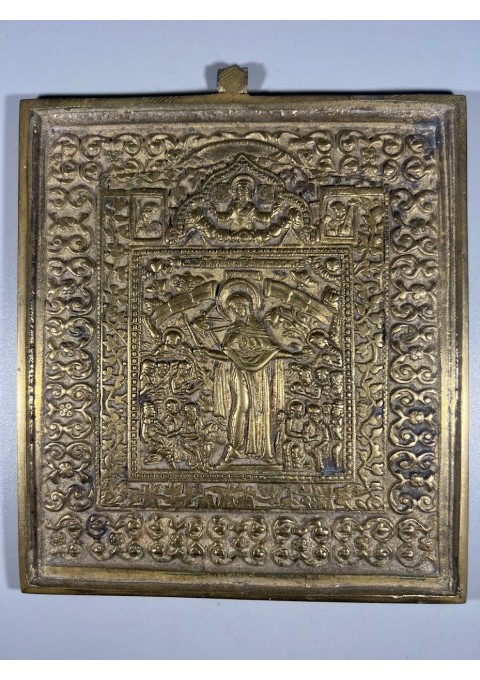 Ikona, plaketė Visų liūdinčiųjų džiaugsmas, antikvarinė, stačiatikių, krikščionių ortodoksų, pravoslavų. Kaina 207