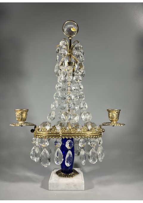 Žvakidė krištolinė, bronza, akmeniniu, marmuriniu pagrindu. Made in Czechoslovakia. Kaina 83 