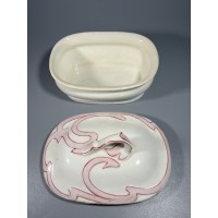 Dėžutė, muilinė antikvarinė, fajanso, Art Nouveau stiliaus, prancūziška. Kaina 28