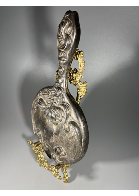 Veidrodėlis, veidrodis rankinis, Art Nouveau stiliaus ir laikotarpio, puošnus, antikvarinis. Kaina 28