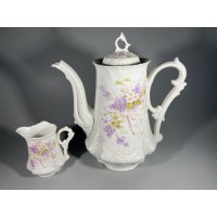 Arbatinukas, kavinukas ir indas pienui, grietinėlei antikvariniai, porcelianiniai, vokiški C. Tielsch & Co. 1878-1899 m. Kaina 36 ir 16