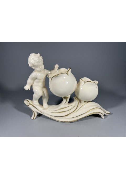 Žvakidė, vazelė porcelianinė figūrinė angeliukas Putto Putti Amor. Kaina 18