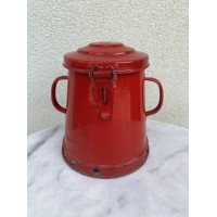 Indas skardinis, emaliuotas, raudonos spalvos maistui, vintažinis, apie 1970 m. Talpa 2 l. Kaina 43