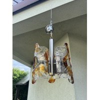 Šviestuvas Mid-century modern stiliaus, Murano stiklo, chromuotas, dizaineris Mazzega, Italija. Italian Mid-Century Murano Chrome Chandelier by Mazzega. Kaina 168