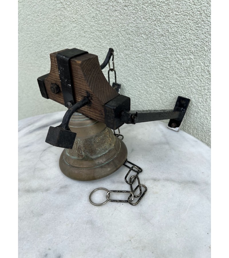Varpas antikvarinis, OBERTI FONDEUR 26 MORTEAU, pramcūziškas, tvirtinamas prie sienos su skambinimo mechanizmu. XIX a. pb. Kaina 187