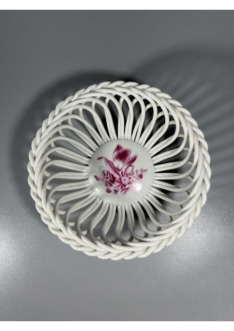 Lėkštutė, indas krepšelis ažūrinis Herend Hungary breakthrough porcelain basket Apponyi violetinis. Kaina 43