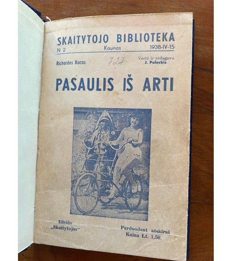 Knyga Pasaulis iš arti. R. Kacas. 1938 m. III laida. Kieti viršeliai. Kaina 26