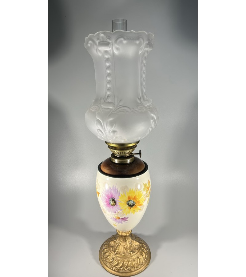 Žibalinė lempa antikvarinė, Art Nouveau stiliaus bei laikotarpio. Veikianti. Kaina 213