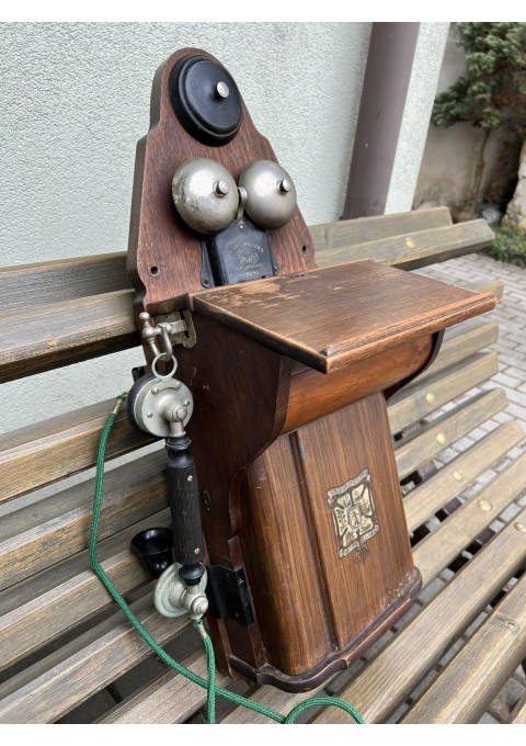 Telefonas antikvarinis sieninis A/S Emil Mollers Telefonfabriken Horsens wall telefone. Originalas. XX a. pr. Kaina 528
