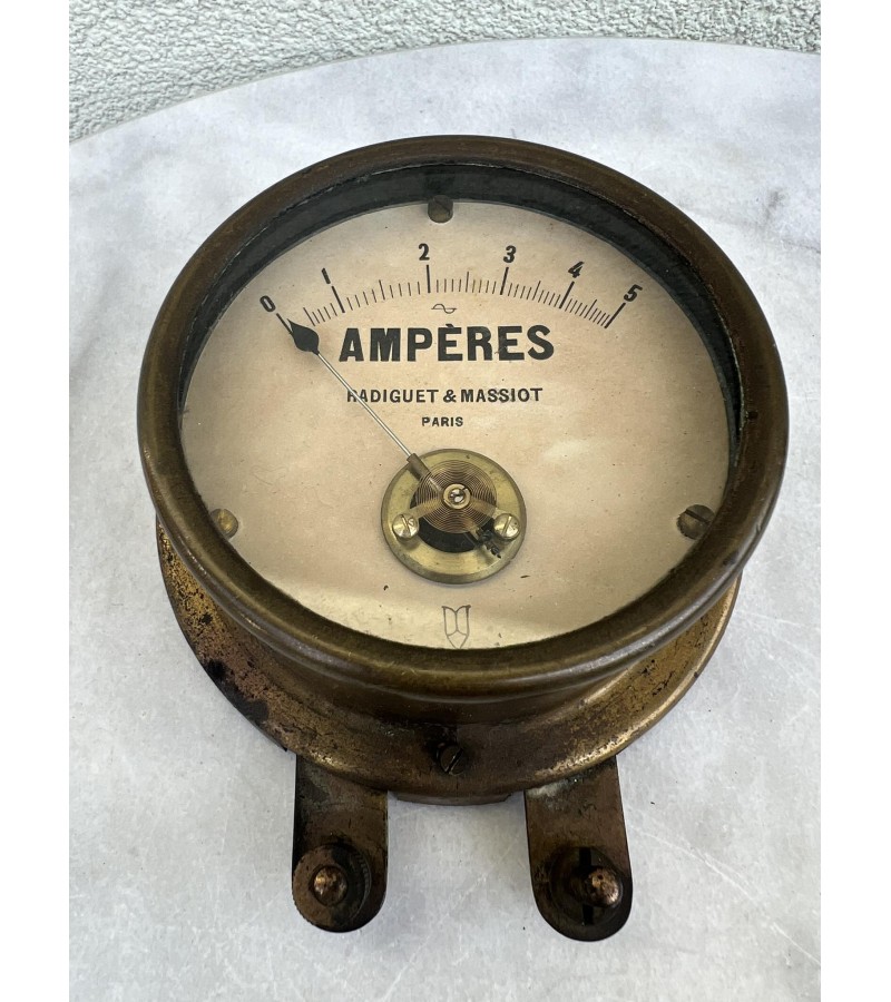 Prietaisas Ampermetras antikvarinis prancūziškas Amperes Radiguet & Massiot, Paris. XIX a. pr. Netikrintas. Kaina 88