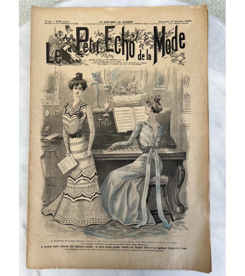 Žurnalas Le Petit Écho de la Mode, prancūziškas, antikvarinis. 1900 m. Dydis: 31 x 46 cm. Kaina 18