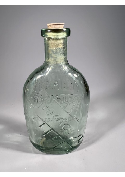 Buteliukas antikvarinis prancūziškas skaidraus stiklo medicininis buteliukas biolaktilui, gamintojas Ferment Fournier Paris, Retro Apothecary Chemist Medical Decor France. Kaina 16