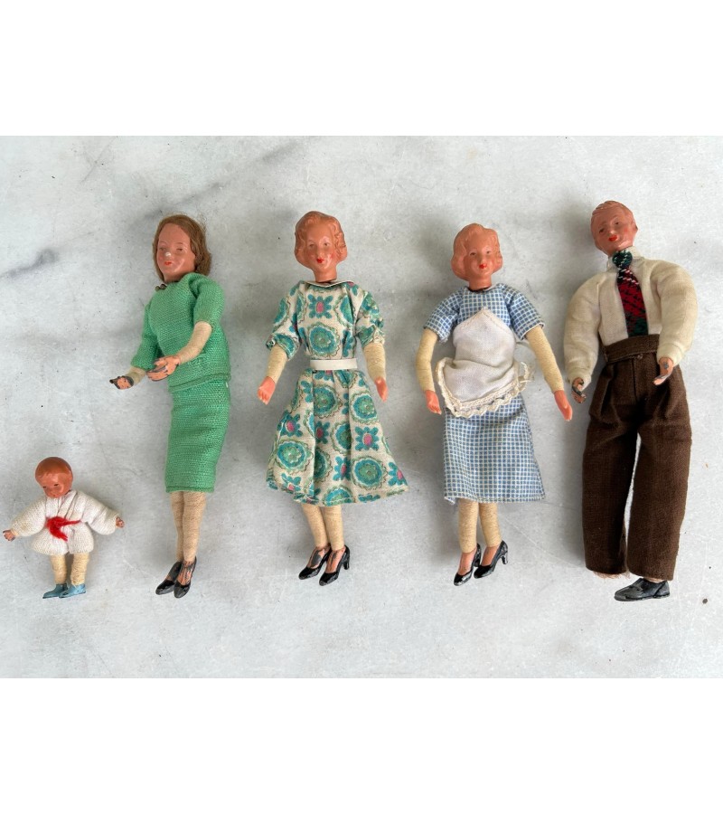 Lėlės antikvarinės, vintažinės, vokiškos Caco Doll. 5 vnt. Kaina 158 už viską.