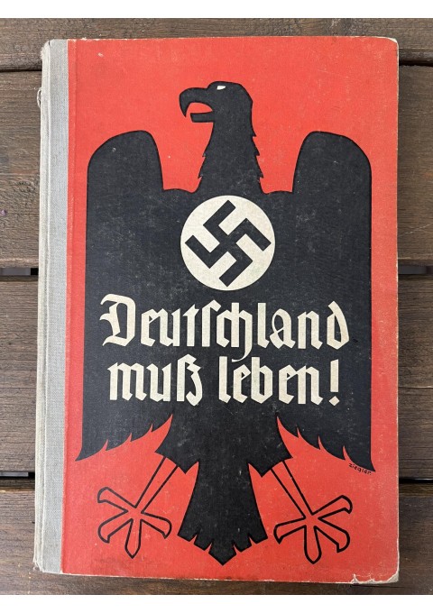 Knyga Deutschland muss leben. Vokietija turi gyventi! - Nacionalinių eilėraščių rinkinys Trečiojo Reicho mokyklai. 1936 m. Kaina 73