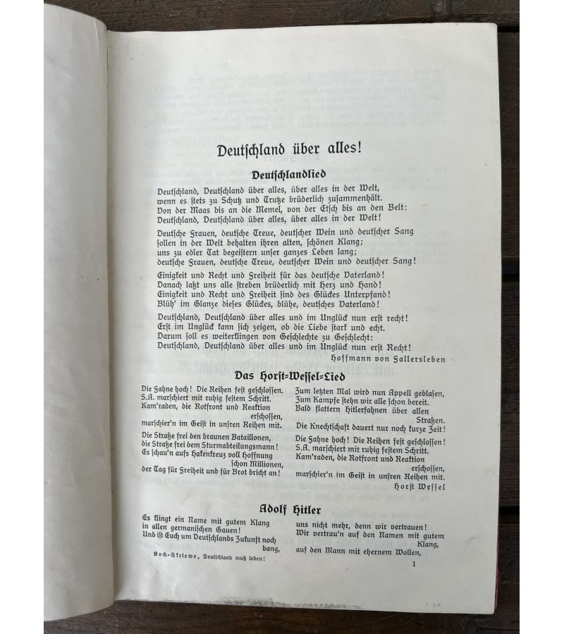Knyga Deutschland muss leben. Vokietija turi gyventi! - Nacionalinių eilėraščių rinkinys Trečiojo Reicho mokyklai. 1936 m. Kaina 73