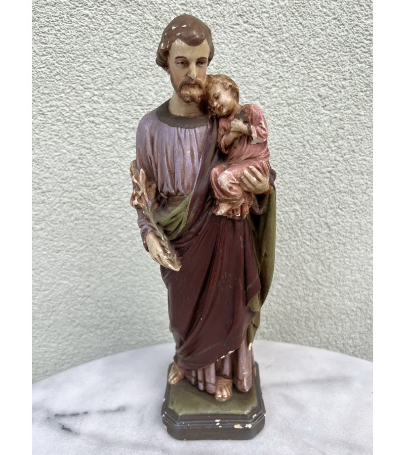 Statulėlė Šventas Antanas su kūdiniu, antikvarinė, tapyta, gipsinė. Kaina 118