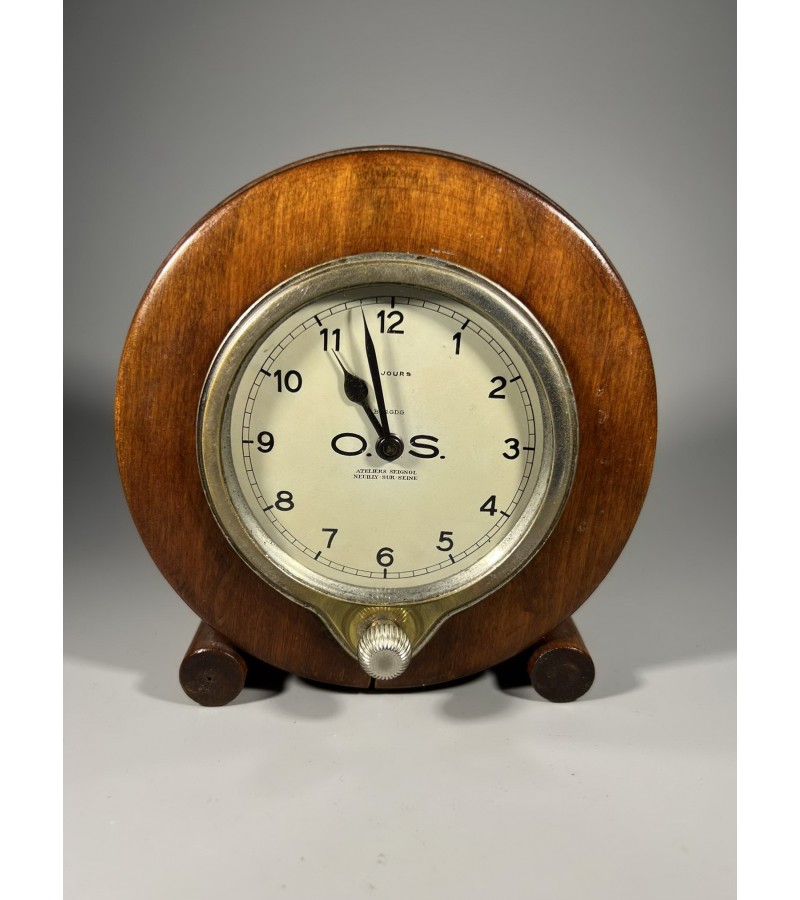 Laikrodis 8 dienų, prietaisų skydelio ATELIERS SEIGNOL PARIS, NEUILLY SUR SEINE. 1920-ųjų BUGATTI. Veikiantis. Kaina 228