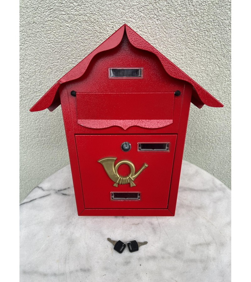 Pašto dėžė, dėžutė skardinė, raudonos spalvos, vokiška. 2 rakteliai. Kaina 43