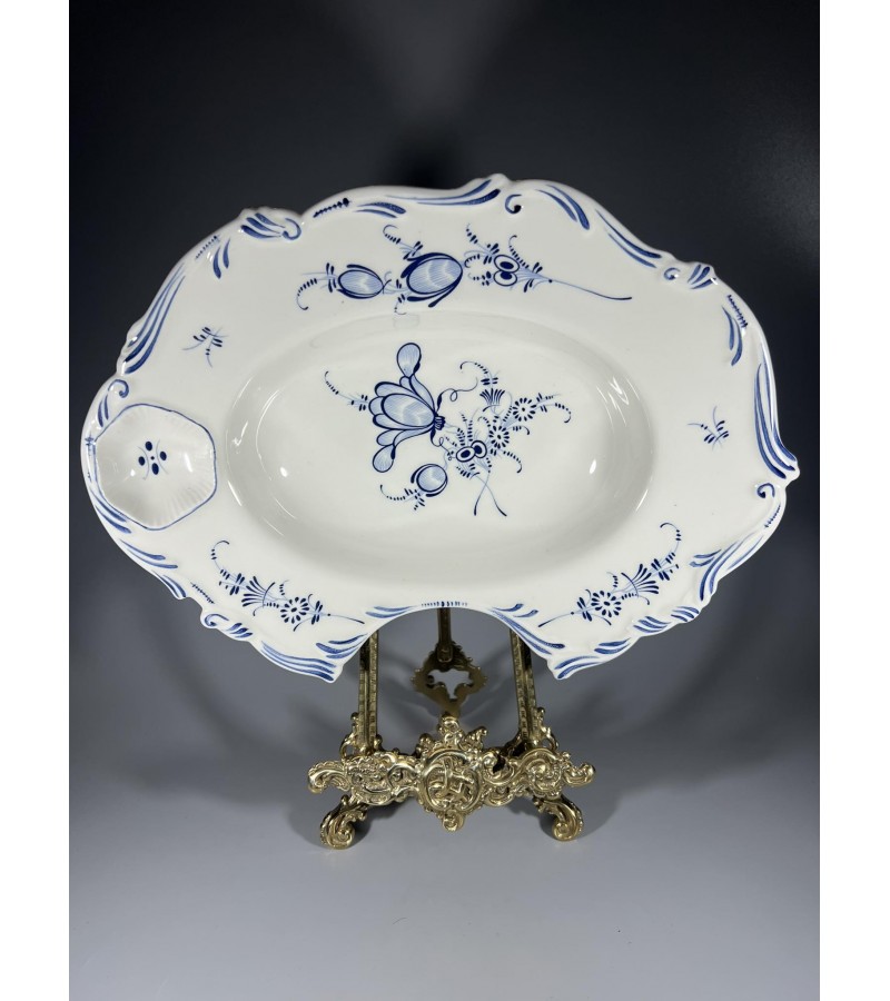 Dubuo skutimuisi, porcelianinis Villeroy & Boch Vieux Luxembourg Septfontaines mėlynai baltų gėlių rašto skutimo, kirpimo dubuo. Kaina 73