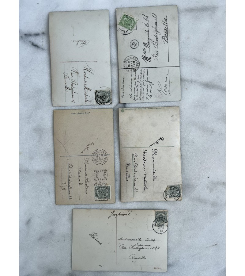 Atvirukai antikvariniai, belgiški, 1910-1911 m. 5 vnt. Kaina 16 už visus