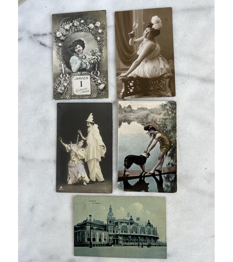 Atvirukai antikvariniai, belgiški, 1910-1911 m. 5 vnt. Kaina 16 už visus