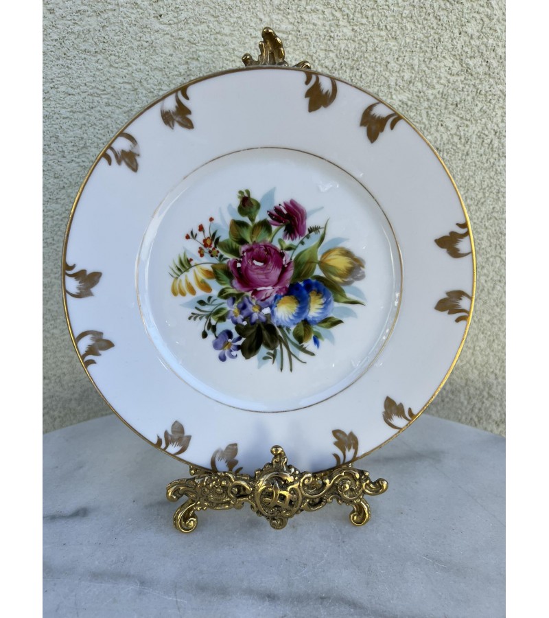 Lėkštė porcelianinė, antikvarinė, puošta tapytomis gėlėmis. J C Bavaria. 1898-1923 m. Kaina 13