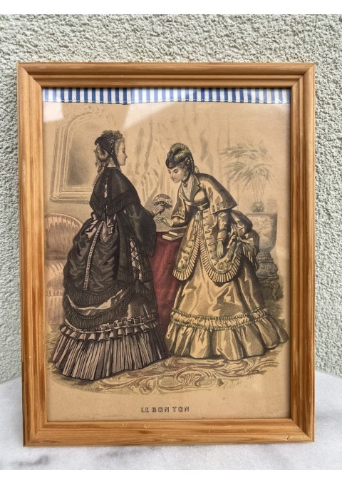 Paveikslėlis Mada, Įrėmintas, 1848 m. Moterų pasaulis žurnalo lapas. Kaina 36
