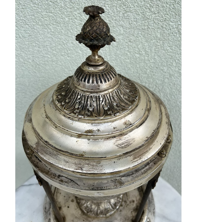 Indas su dangčiu antikvarinis punšui, vaza, didelis, įspūdingas. Prancūzija. Aukštis 50, skersmuo 32 cm. Kaina 328