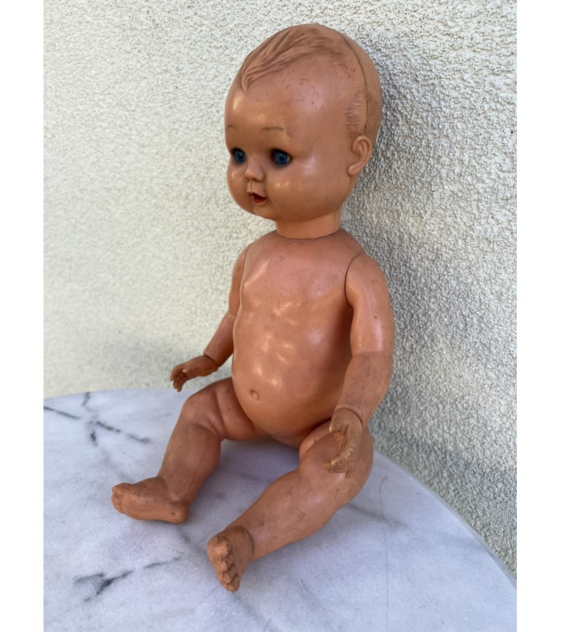 Lėlė kūdikis OK KADER, mirksinti, vintažinė. 1960 m.  Aukštis 43 cm. Kaina 23