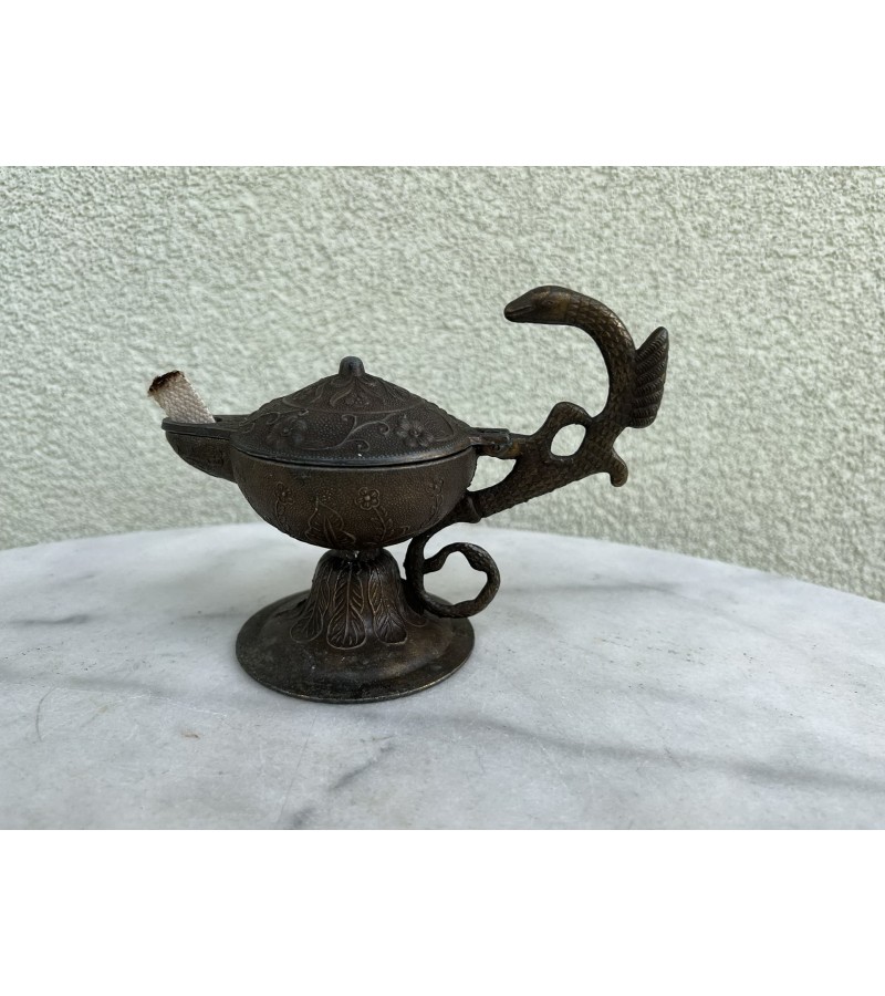 Lempa žibalinė, aliejinė lempa, Aladino lempa antikvarinė, alavinė. Kaina 48