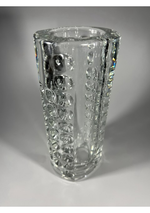 Vaza Mid Century Modern stiliaus, stiklinė. Svoris 1,6 kg. Kaina 23