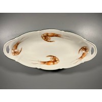 Lėkštė porcelianinė gili puošta krevetėmis, antikvarinė. Kaina 28