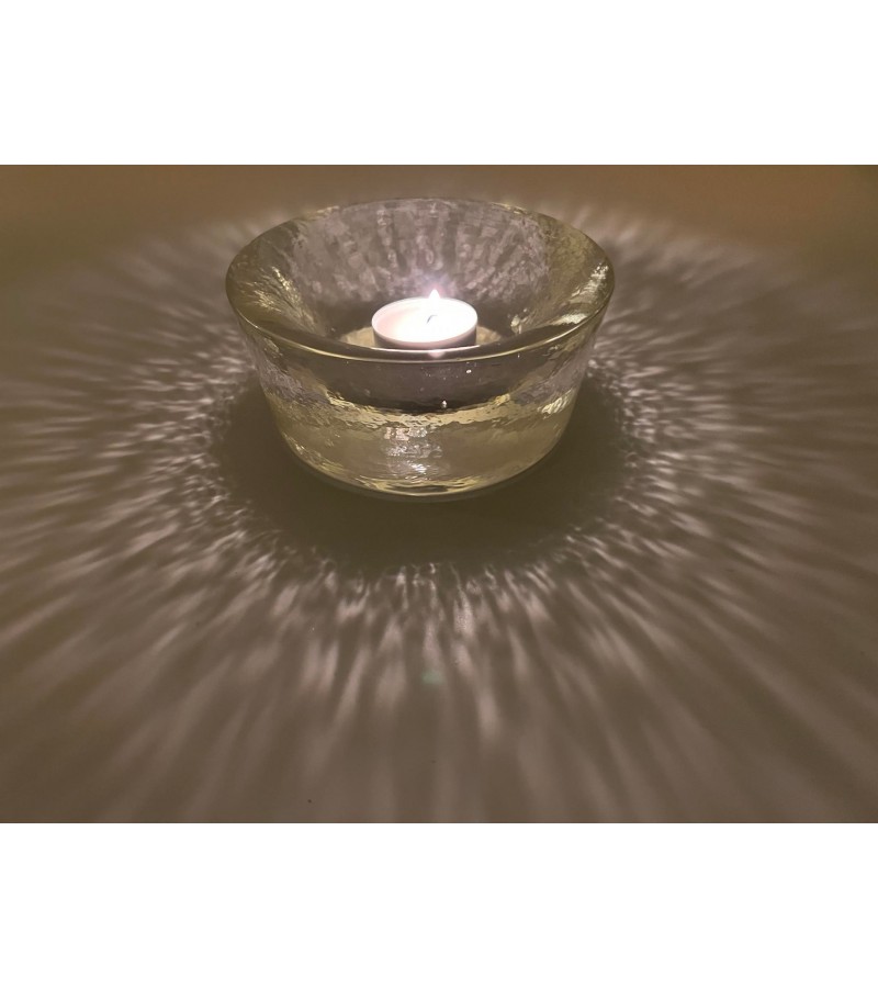 Žvakidė, indas ledo tekstūros krištolas Mid Century Modern stiliaus. Svoris 1,3 kg. Suomija. Kaina 33