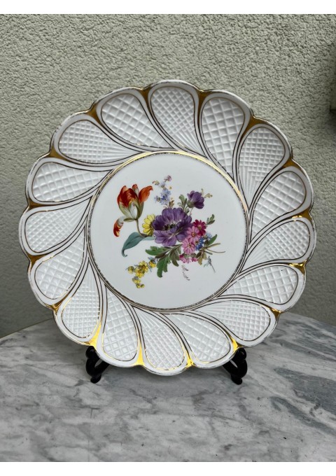 Lėkštė Meissen porcelianinė, antikvarinė, Meiseno karališkosios porceliano manufaktūros. Meisenas, Vokietija, 1815 m. Kaina 153