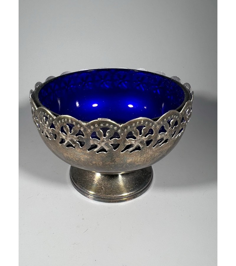 Indas cukrinė mėlynu stiklu, antikvarinė. Made in England. Kaina 18