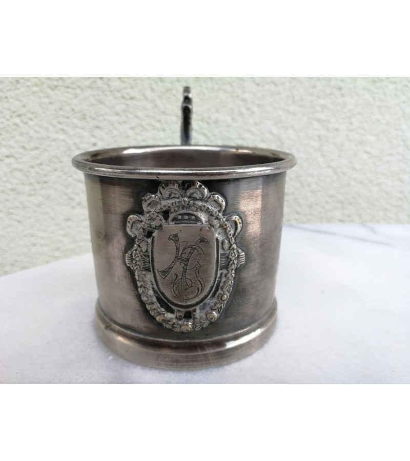 Podstakanikas, stiklinių laikikls antikvarinis B. HENNEBERG, WARSZAWA (Podstakannik, Tea glass holder). Lenkija Rusijos Imperijoje 1898-1939 m. Kaina 78