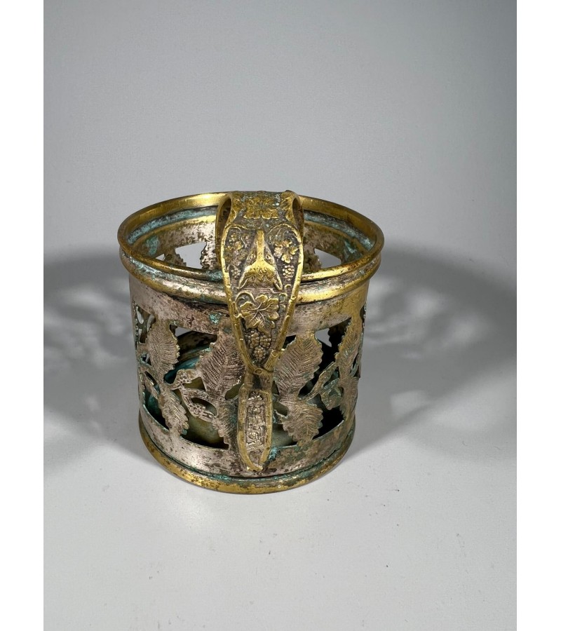 Podstakanikas, stiklinių laikikls antikvarinis GALW. W.M.F. (Podstakannik, Tea glass holder). Lenkija Rusijos imperijoje 1886-1903 m. Kaina 78