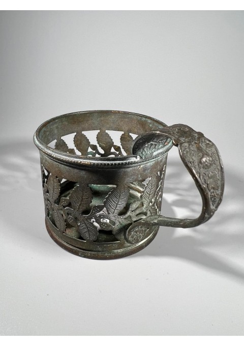 Podstakanikas, stiklinių laikikls antikvarinis GEBRÜDER BUCH WARSCHAU (Podstakannik, Tea glass holder). Lenkija Rusijos imperijoje 1865-1872 m. Kaina 78