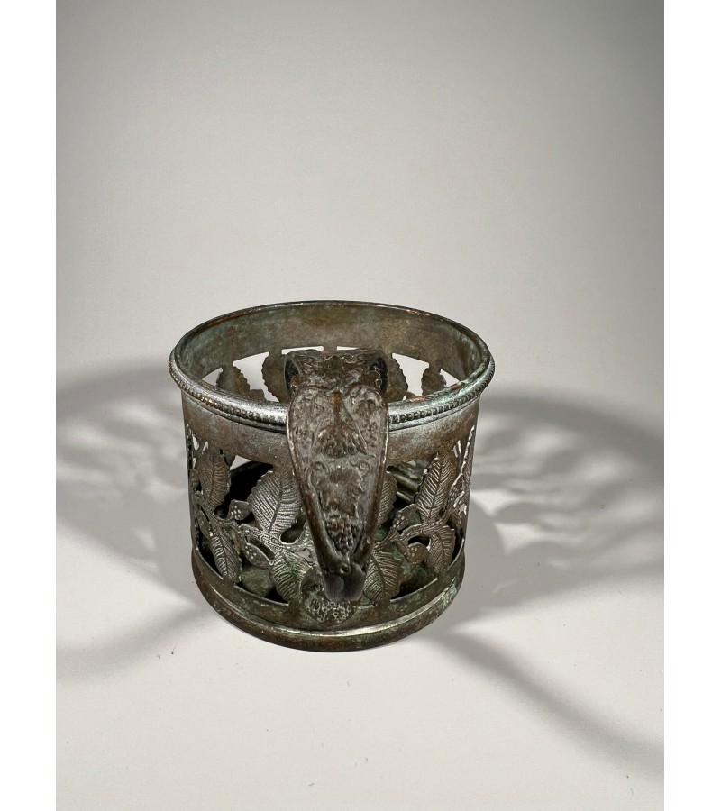 Podstakanikas, stiklinių laikikls antikvarinis GEBRÜDER BUCH WARSCHAU (Podstakannik, Tea glass holder). Lenkija Rusijos imperijoje 1865-1872 m. Kaina 78