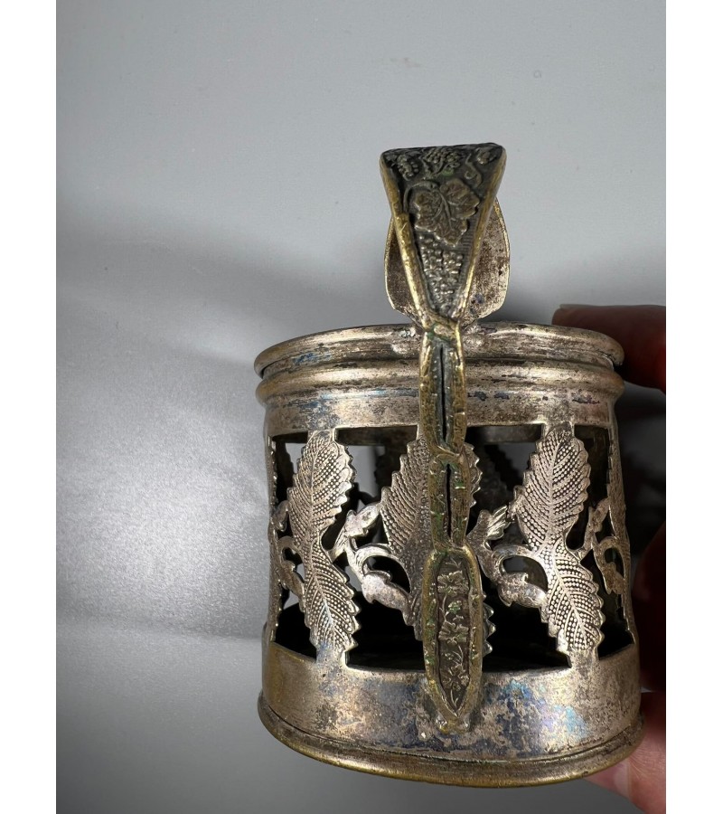 Podstakanikas, stiklinių laikikls antikvarinis SCHIFFERS & C° GALW WARSZAWA (Podstakannik, Tea glass holder). Lenkija Rusijos imperijoje 1888-1914 m. Kaina 78