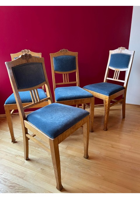 Kėdės antikvarinės Jugendstil beržo masyvo. Tvirtos. 4 vnt. Kaina po 58