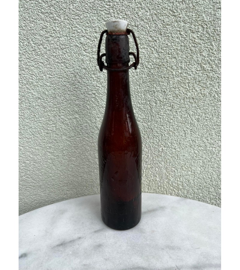 Butelis tarpukario lietuviško alaus: AKC. ALAUS BRAVORO B-VĖ GUBERNIJA ŠIAULIAI. Kaina 16
