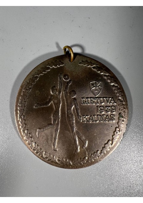 Medalis jubiliejinis Lietuva 1939 Kaunas. 1939 Europos čempionai 1989. Skersmuo 6 cm. Kaina 53