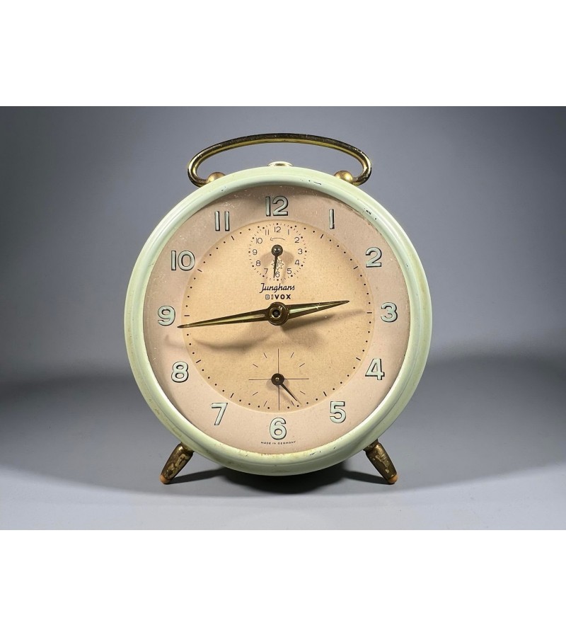 Laikrodis žadintuvas mechaninis, antikvarinis Junghans Bivox. Made in Germany. Veikiantis, patikrintas laikrodininko. Kaina 58