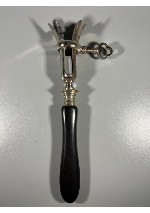 Stalo įrankis, kaulų laikiklis antikvarinis, sidabruotas bakelitine rankena. Prancūzija. Ilgis 22 cm. Kaina 53