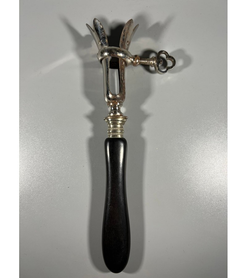 Stalo įrankis, kaulų laikiklis antikvarinis, sidabruotas bakelitine rankena. Prancūzija. Ilgis 22 cm. Kaina 73