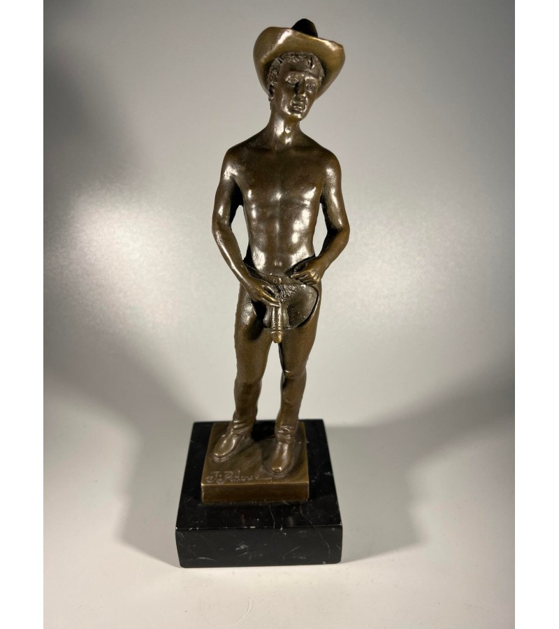 Skulptūra, statulėlė erotinė, bronzinė Kaubojus. Autorius Jean Patoue. Prancūzija. Kaina 287