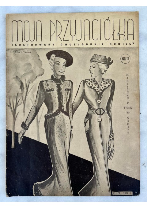Žurnalas tarpukario moterims Moja przyjaciolka. 1937 m. Lenkija. 14 psl. Dydis: 24 x 34 cm. Kaina 16