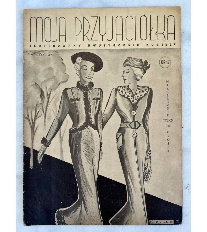 Žurnalas tarpukario moterims Moja przyjaciolka. 1937 m. Lenkija. 14 psl. Dydis: 24 x 34 cm. Kaina 16
